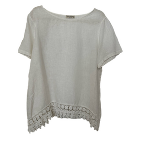 Terzo Millennio Italian 100% Linen Crochet Hem Short Sleeve